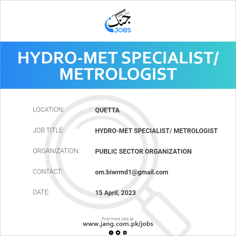 Hydro Met Specialist Metrologist Job Public Sector Organization