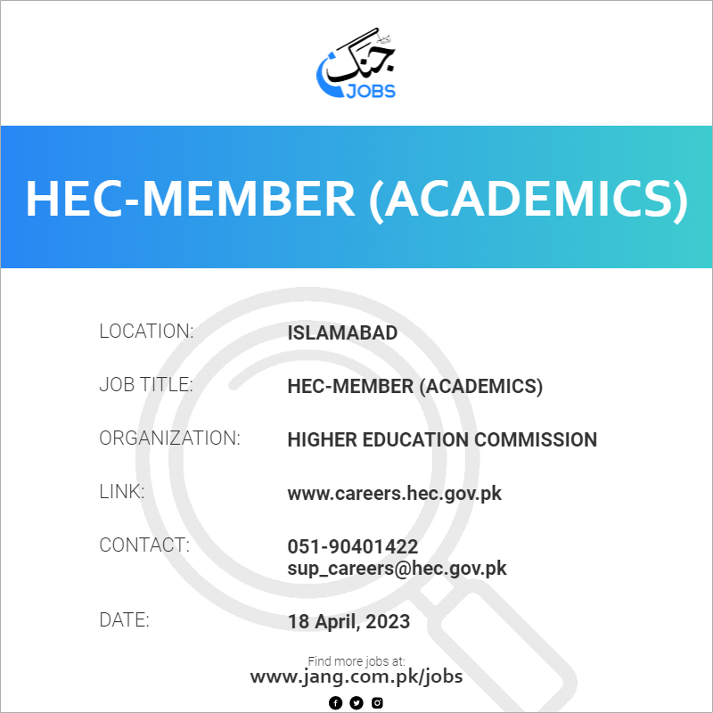 Hec Member Academics Job Higher Education Commission Jobs In