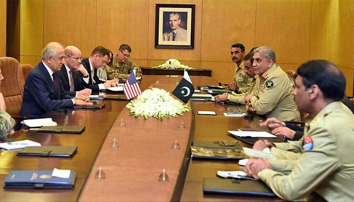 افغان میں امن اہم، کوششیں جاری رکھیں گے، جنرل باجوہ، زلمے خلیل، امریکی کمانڈر کی ملاقات