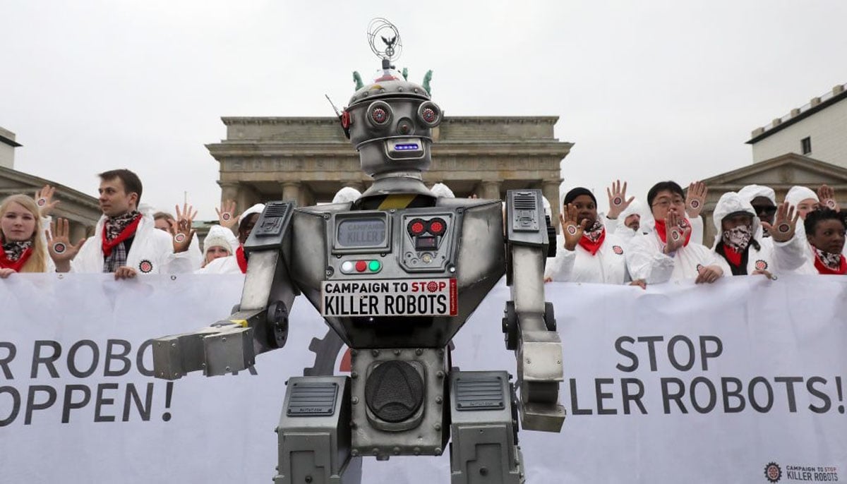 جرمنی میں خودکار ہتھیاروں اور قاتل روبوٹس کے خلاف مظاہرہ 