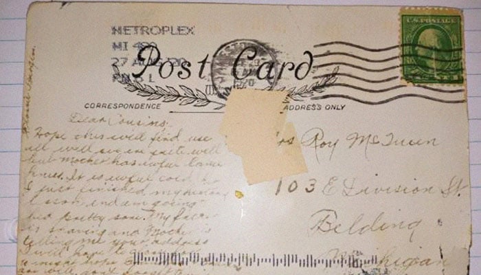 100 سال بعد منزل مقصود پر پہنچنے والا پوسٹ کارڈ 
