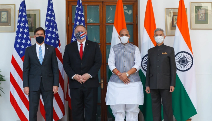 امریکی وزیرخارجہ اوروزیردفاع کا بھارتی ہم مناصب کیساتھ اجلاس