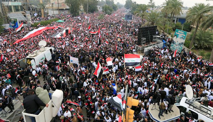 عراق، بغداد میں مقتدی الصدر کے لاکھوں حامیوں کا مظاہرہ 