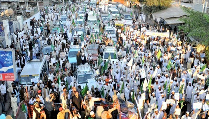 ناموسِ رسالت لانگ مارچ کے شرکاء اسلام آباد پہنچ گئے