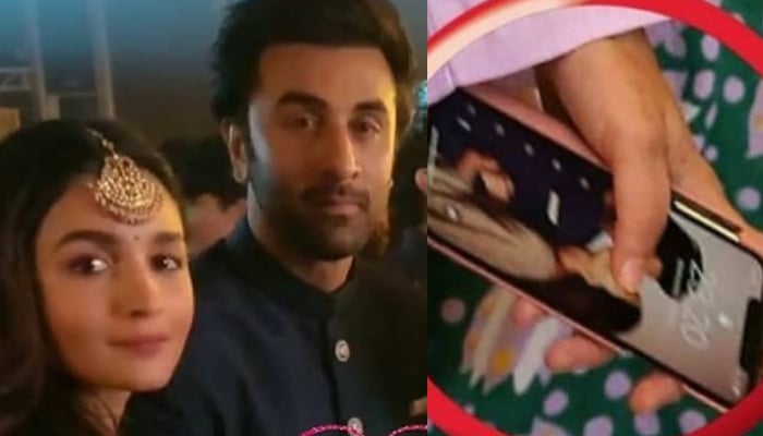 عالیہ بھٹ نے موبائل اسکرین پر رنبیر کی تصویر لگائی ہوئی ہے