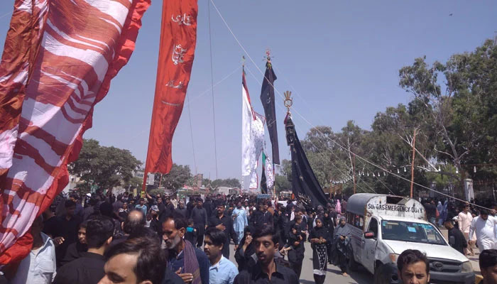 نشتر پارک اور رضویہ سوسائٹی سے چپ تعزیہ کے جلوس برآمد، سخت حفاظتی انتظامات