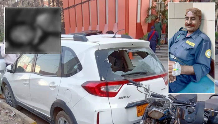 شارع فیصل، سوٹ بوٹ میں ملبوس ڈاکوؤں کی شہری سے لوٹ مار، سیکیورٹی گارڈ کی فائرنگ سے ملزم ہلاک