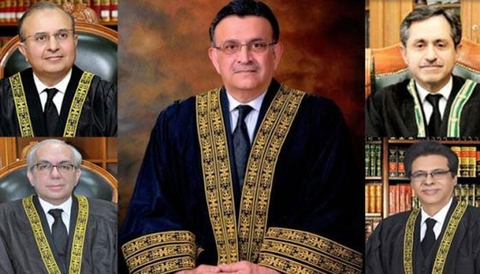 لارجر بنچ ٹوٹ گیا، 4 ججز علیحدہ، 5 سماعت کریں گے، الیکشن کیلئے حالات سازگار نہیں تو وجوہات بتائی جائیں، آج کیس ختم کرنا چاہتے ہیں، چیف جسٹس