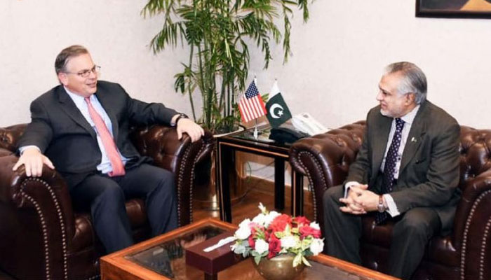 اسحاق ڈار سے امریکی سفیر کی ملاقات، IMF پروگرام مکمل کرانے کی یقین دہانی