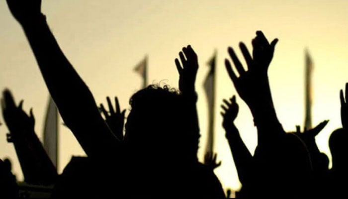ملیر کے گوٹھ محمود جت کے رہائشیوں کا زمین پر قبضے خلاف احتجاج