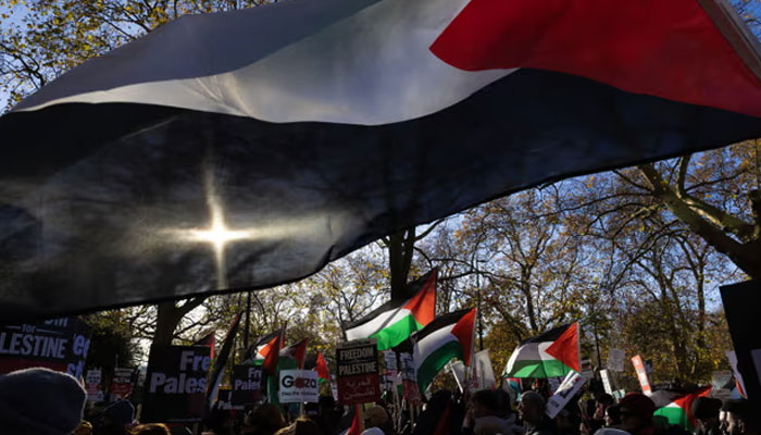 برطانیہ، اسرائیل حماس جنگ بندی کیلئے مظاہرہ، عیسائی، یہودی اور مسلم کمیونٹی کی شرکت