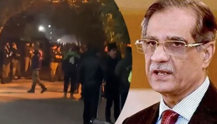 لاہور، سابق چیف جسٹس ثاقب نثار کے گھر پر کریکر حملہ، 2 پولیس اہلکار زخمی