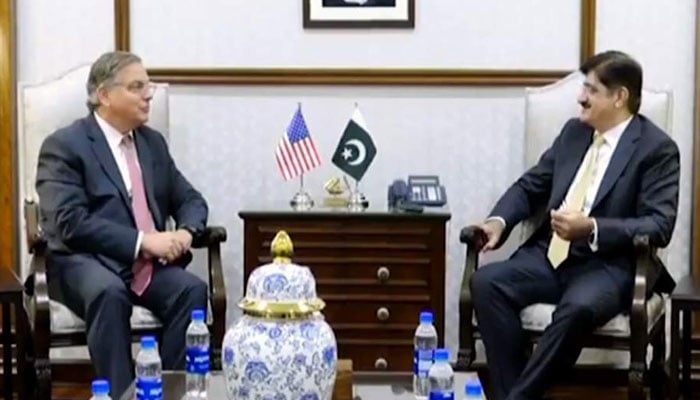 مراد شاہ سے امریکی سفیر ڈونلڈ بلوم کی ملاقات، وزیراعلیٰ سندھ بننے پر مبارکباد