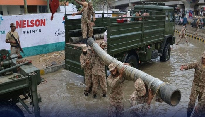 بارش کے جمع پانی کی نکاسی کیلئے پاک فوج نے قبل از وقت حکمت عملی اختیار کی