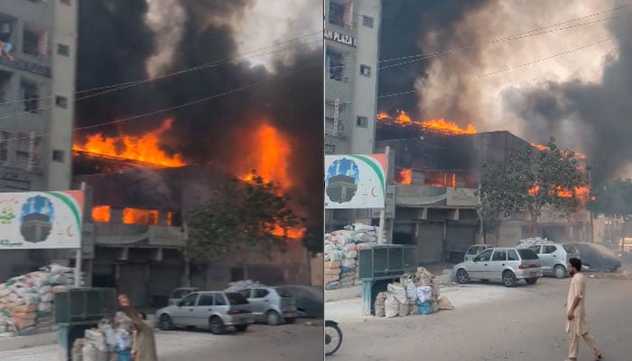 لیاقت آباد میں آگ لگنے سے شادی ہال مکمل خاکستر