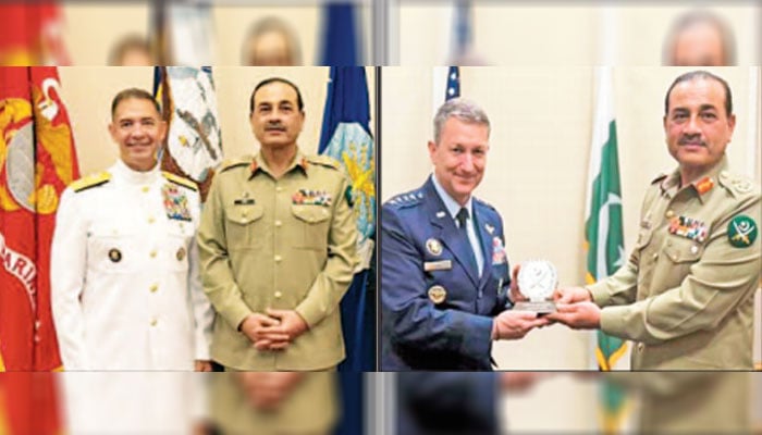 فیلڈ مارشل عاصم منیر کی امریکا کی سینئر سیاسی اور امریکی سینٹ کام کے نئے سربراہ اور عسکری قیادت کے ساتھ ملاقات