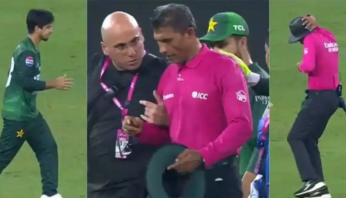 امپائر روچیرا کے سر پر گیند لگ گئی امپائرنگ جاری نہ رکھ سکے