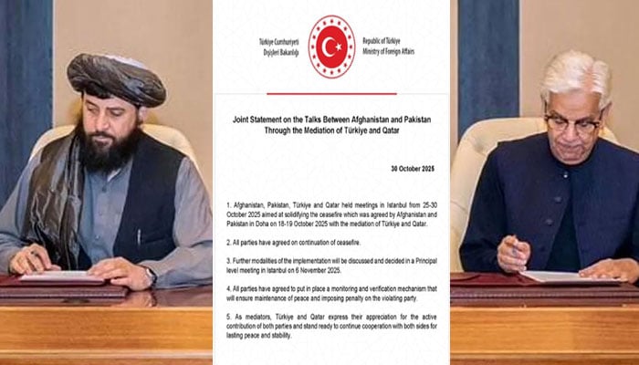 پاک افغان جنگ بندی جاری رکھنے پر اتفاق، 6 نومبر سے استنبول میں پھر مذاکرات، قواعد و ضوابط طے کئے جائیں گے