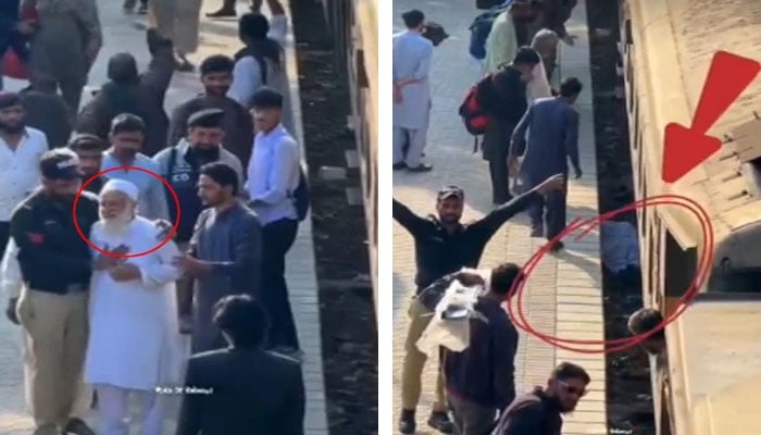 معمر مسافر ٹرین سے اترتے ہوئے ریلوے لائن پر گرگئے، معجزانہ طور پر محفوظ