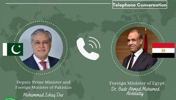 اسحاق ڈار کا مصری ہم منصب کو ٹیلیفون، خطے کی بدلتی ہوئی صورتحال پر تبادلہ خیال