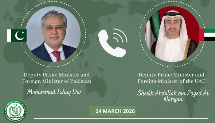 اسحاق ڈار کا اماراتی ہم منصب سے رابطہ، کشیدگی میں کمی پر زور