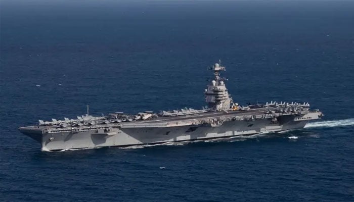 امریکی طیارہ بردار جہاز جیرالڈ فورڈ ایران جنگ میں نقصان کے بعد کروشیا پہنچ گیا