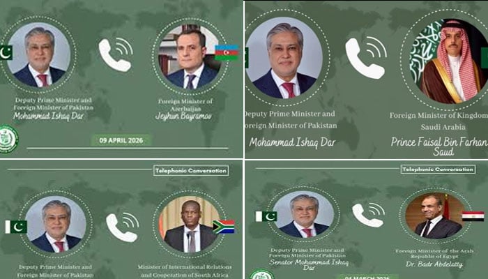 اسحاق ڈار کے سعودی، برطانوی، آذری اور جنوبی افریقا کے وزراء خارجہ سے رابطے