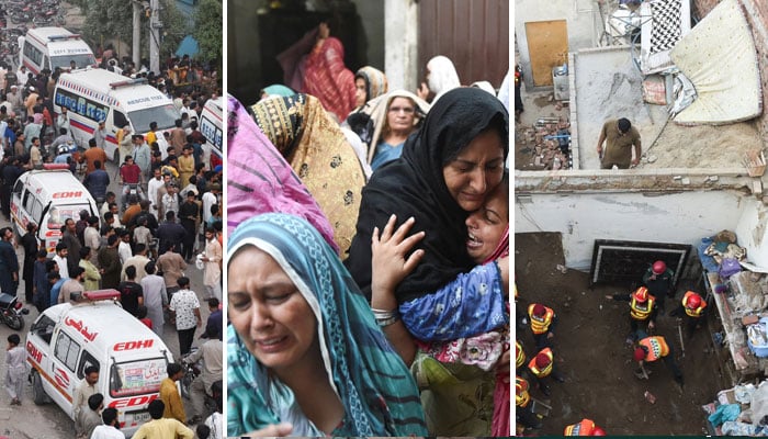 ٹیوشن سینٹر میں 14 بچے شہید، لاہور کے علاقے کاہنہ میں بالائی منزل پر تعمیراتی کام کے دوران چھت گر گئی، ٹیچر سمیت 8 بچے زخمی
