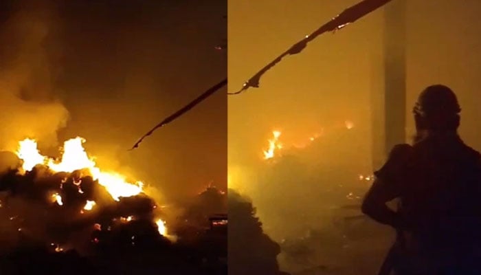 کورنگی، گودام میں لگنے والی آگ پر فائربریگیڈ نے ڈیڑھ گھنٹے میں قابو پالیا