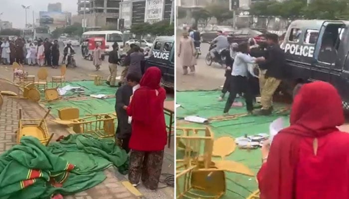صومالیہ میں یرغمال پاکستانیوں کی فیملیز کے احتجاجی مظاہرے پر پولیس کا کریک ڈاؤن