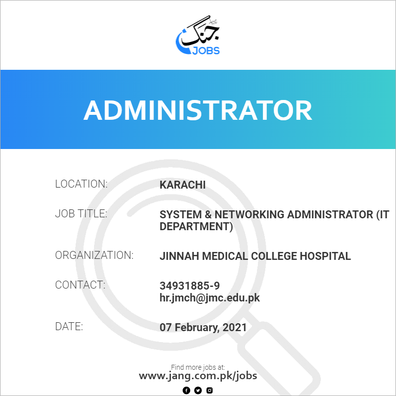 System & Networking Administrator (IT Department)