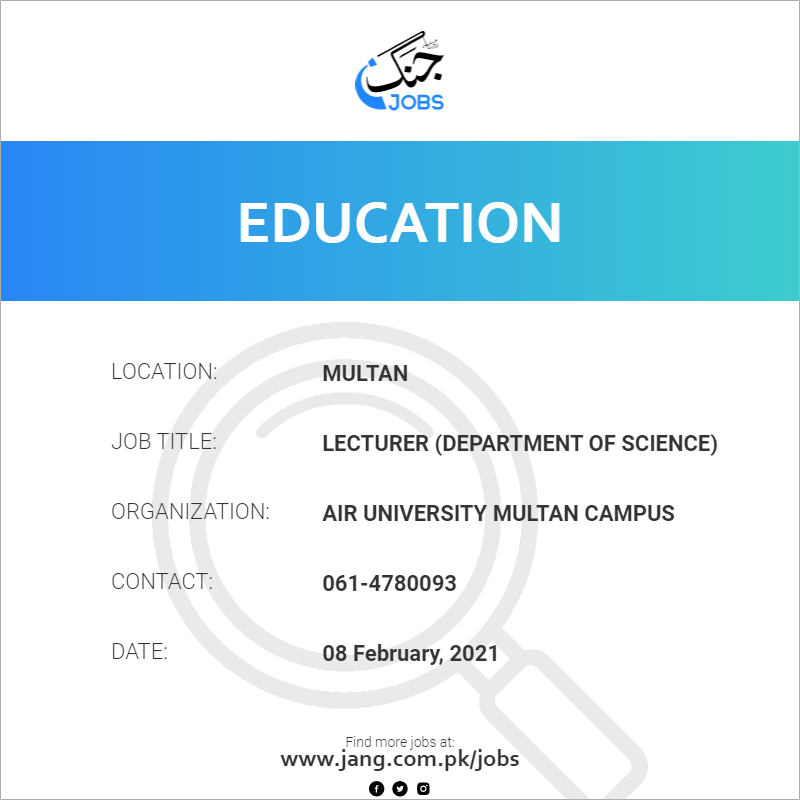 Lecturer (Department of Science)