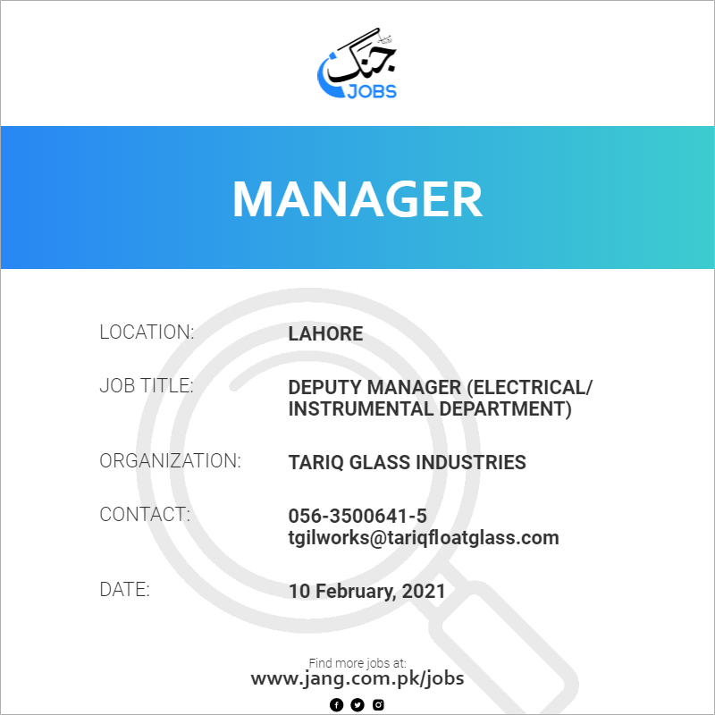 Deputy Manager (Electrical/ Instrumental Department)