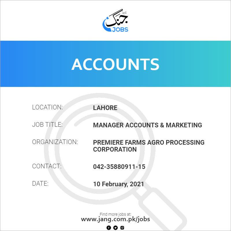 Manager Accounts & Marketing