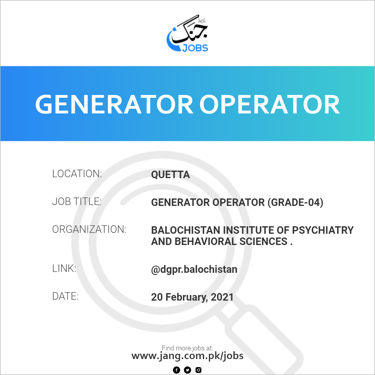 Generator Operator (Grade-04)