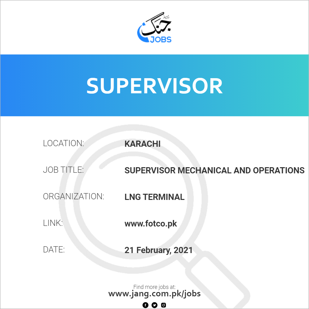 Supervisor Mechanical And Operations