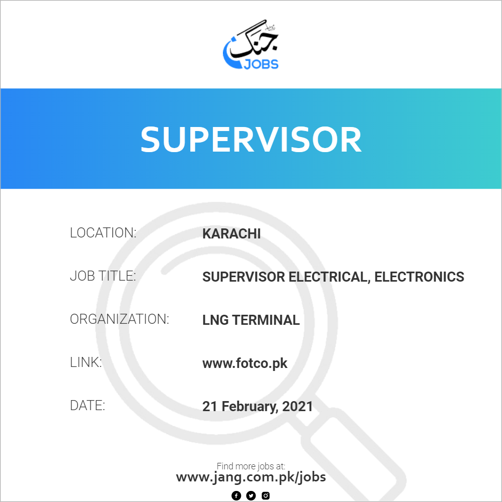 Supervisor Electrical, Electronics