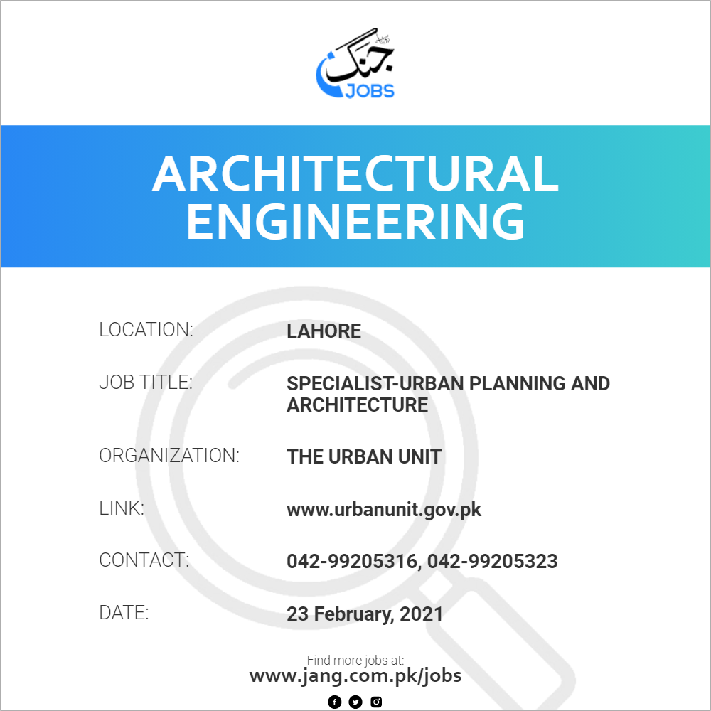Specialist-Urban Planning And Architecture