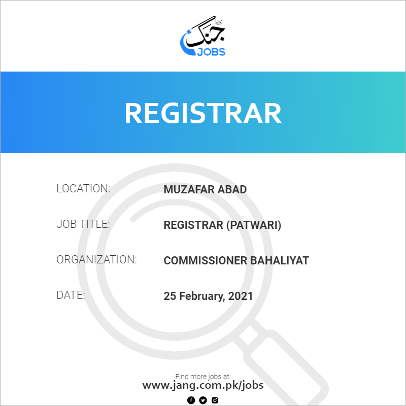 Registrar (Patwari)