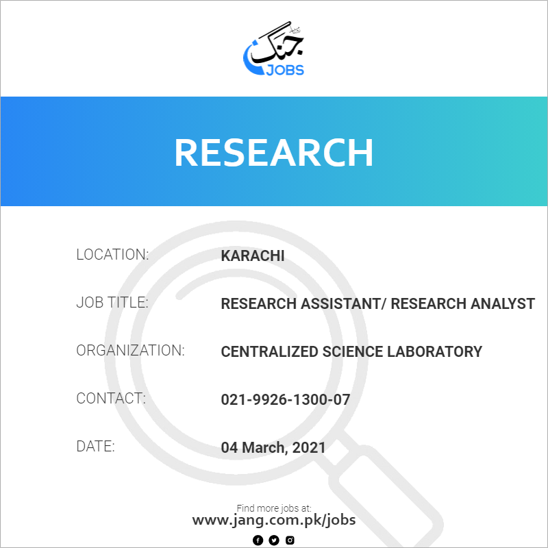 Research Assistant/ Research Analyst