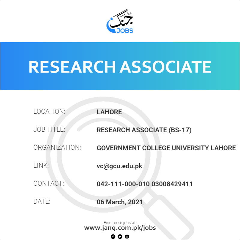 Research Associate (BS-17)
