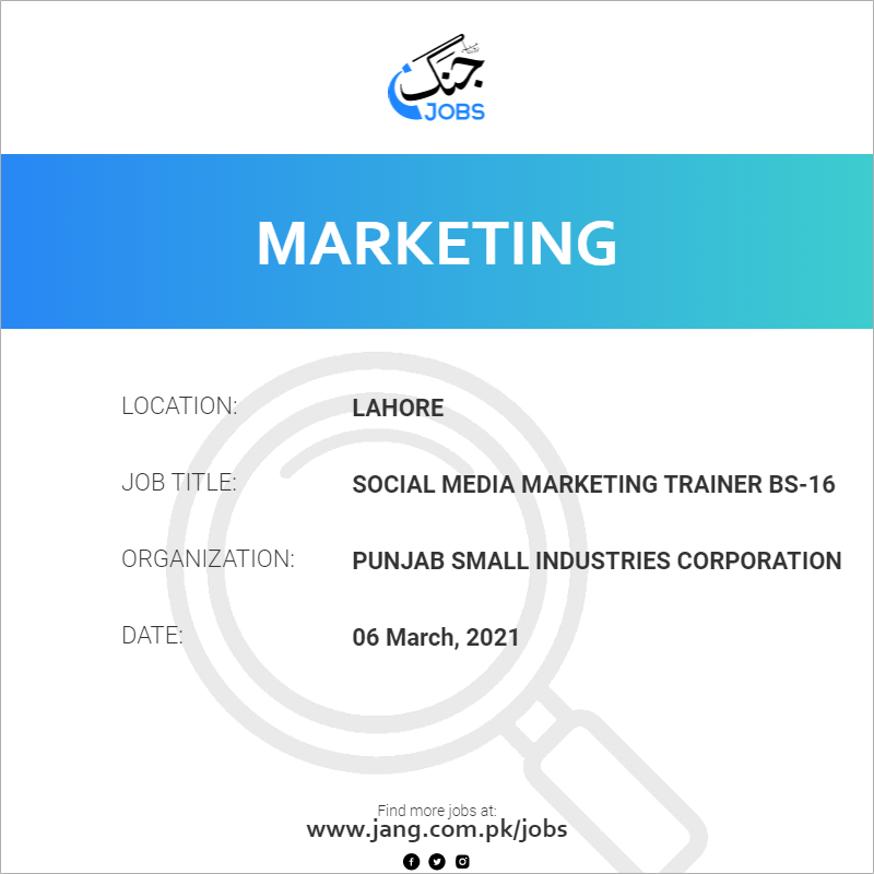 Social Media Marketing Trainer BS-16