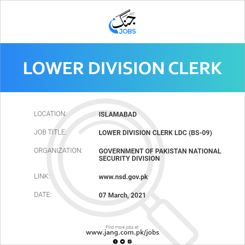 Lower Division Clerk LDC (BS-09)