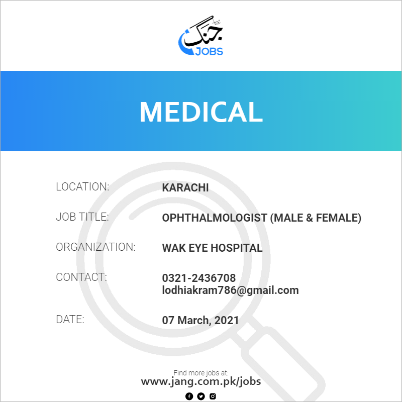 Ophthalmologist (Male & Female)