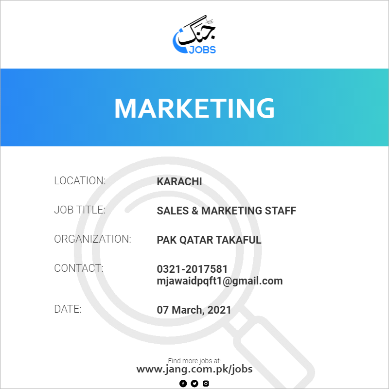 Sales &  Marketing Staff