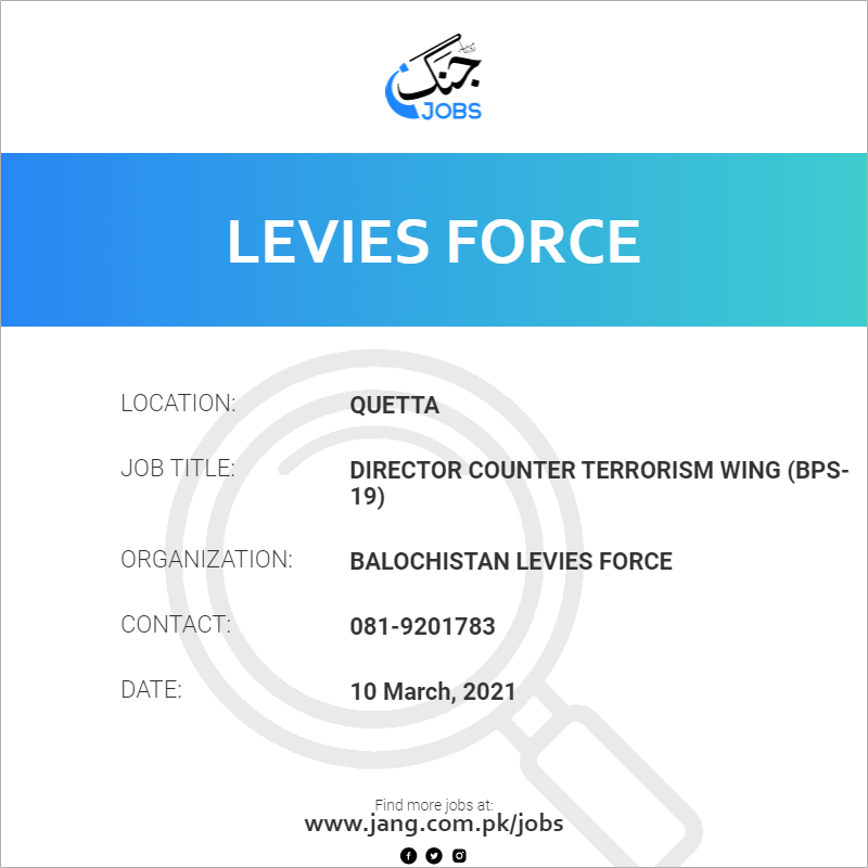 Director Counter Terrorism Wing (BPS-19)