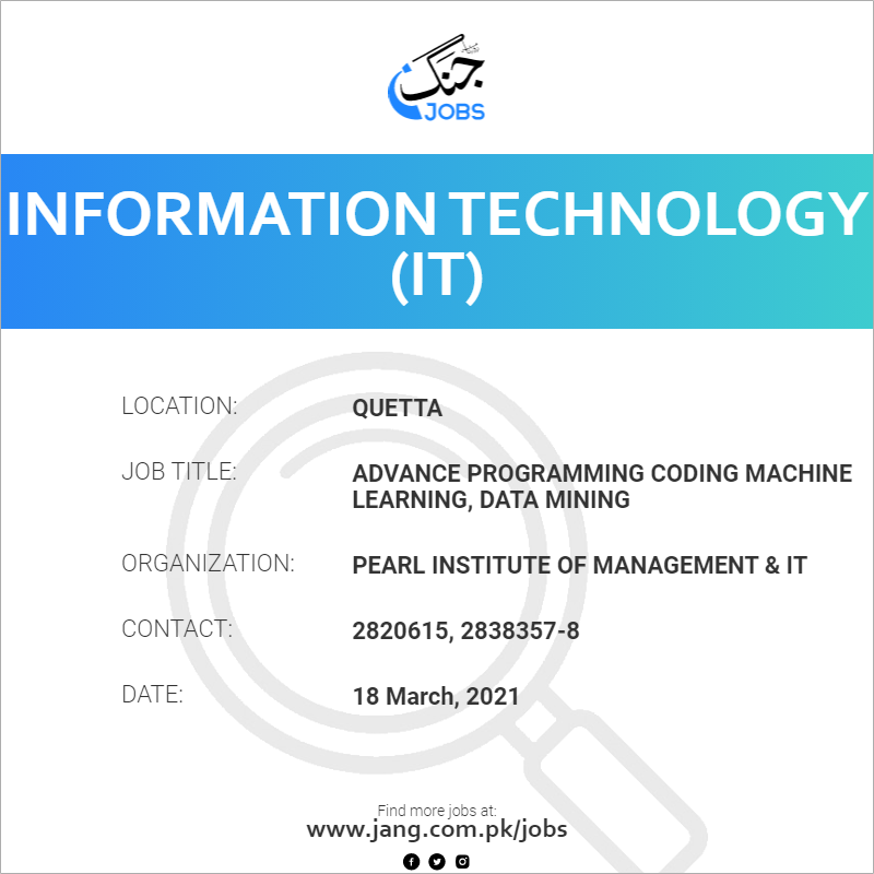 Advance Programming Coding Machine Learning, Data Mining