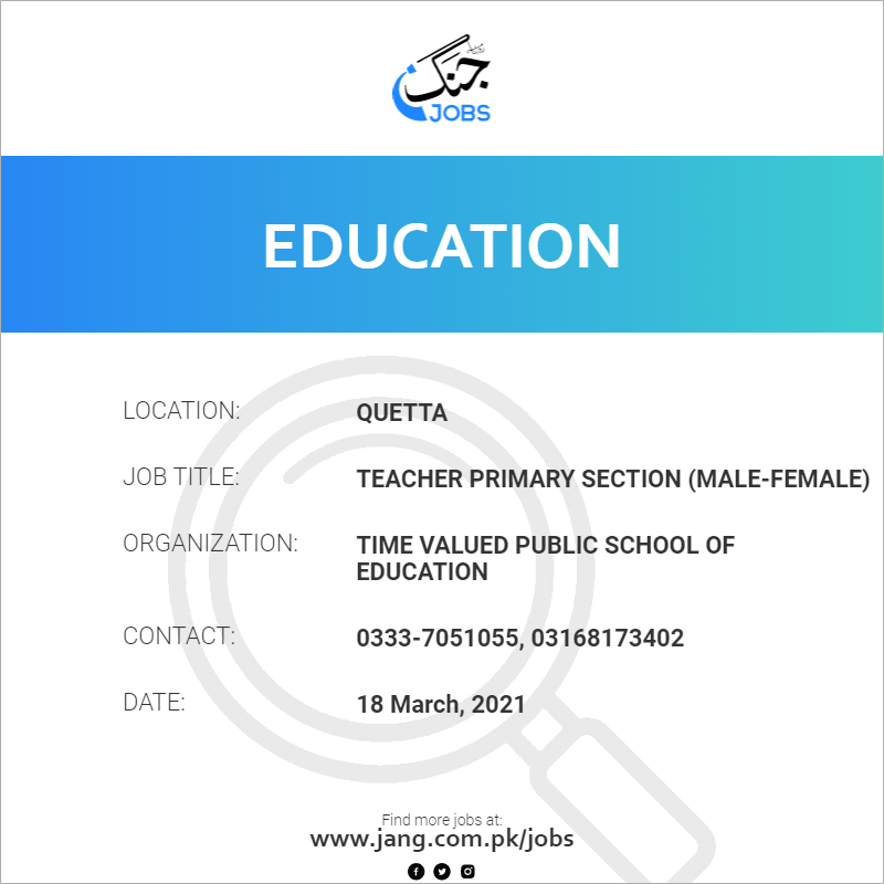 Teacher Primary Section (Male-Female)