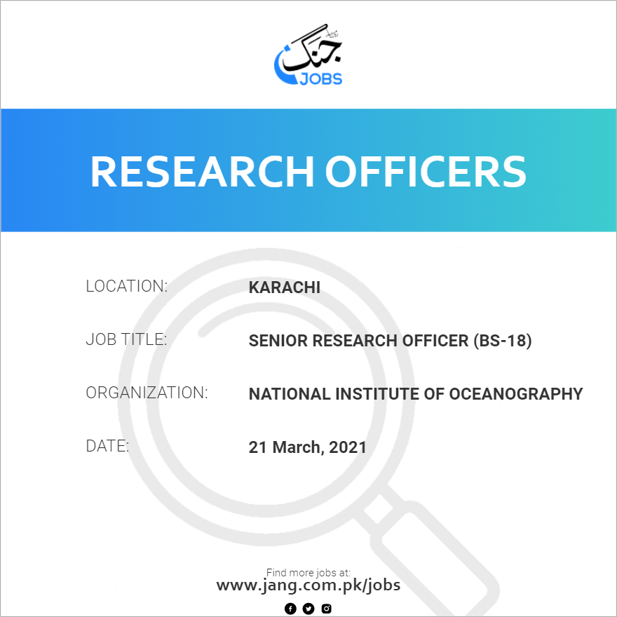 Senior Research Officer (BS-18)