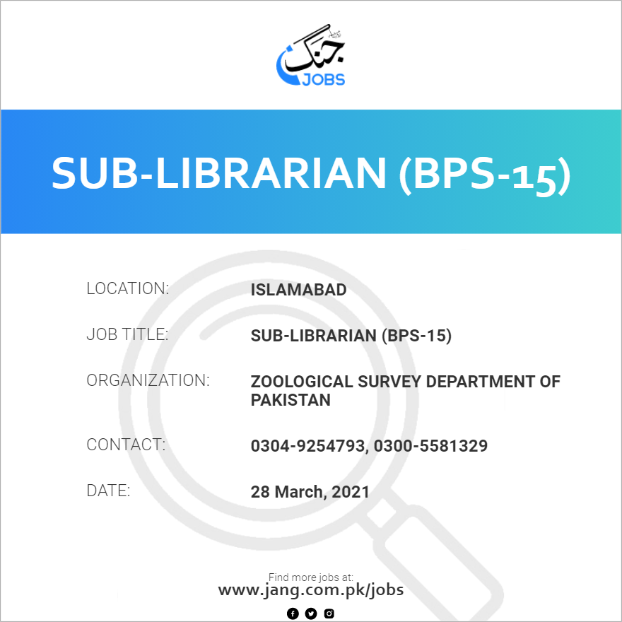 Sub-Librarian (BPS-15)